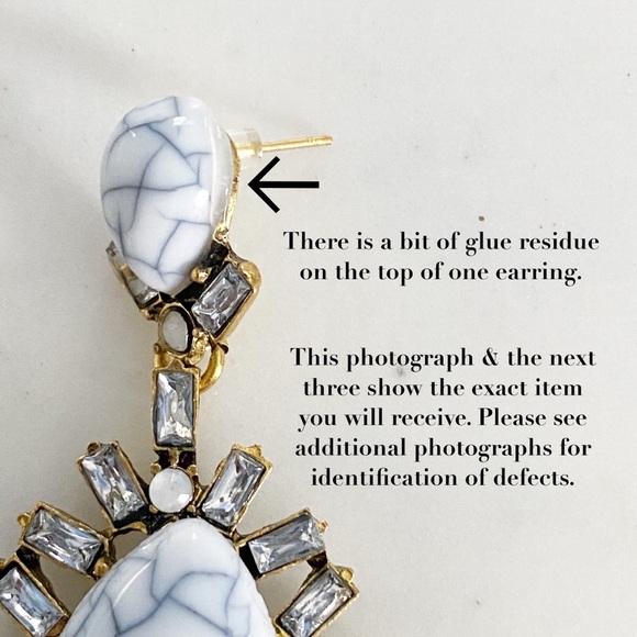 🆑 "Mallory" Earrings || White Marble Statement - Picture 5 of 12